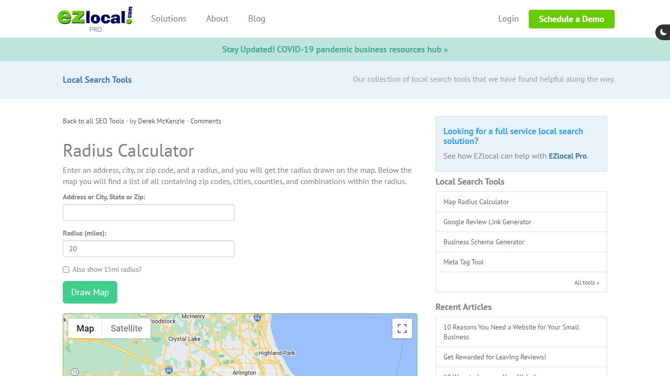 Map Radius Tool - EZlocal Local Search Tools
